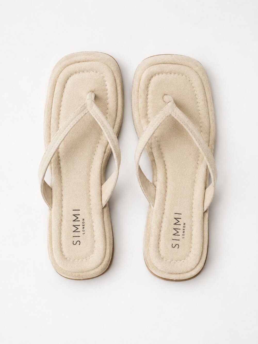 SIMMI London Ivory Suede Platform Flip Flop Sandals